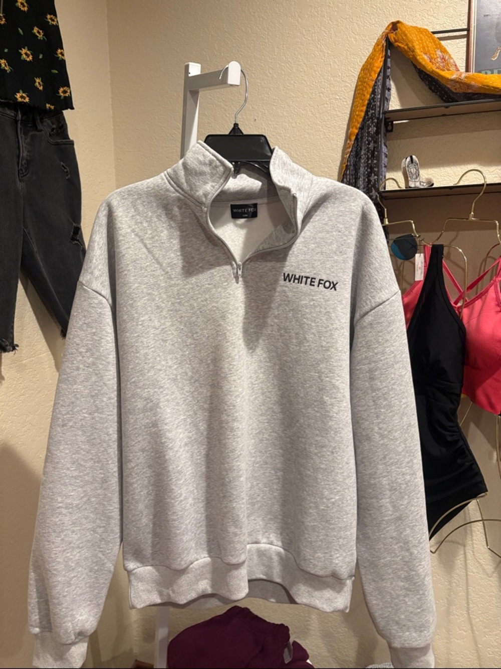 Wildfox Light Grey Marle Half-Zip Sweatshirt - Picture 2 of 13